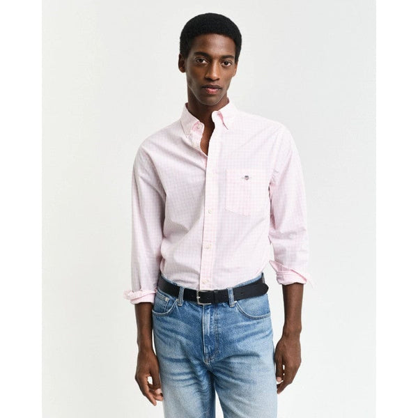 GANT Regular Fit Classic Gingham Poplin Shirt In Light Pink