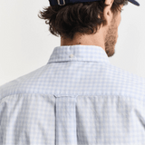 GANT Regular Fit Classic Gingham Poplin Short Sleeve Shirt in Light Blue