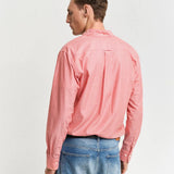 GANT Regular Fit Classic Striped Poplin Shirt in Brick Red