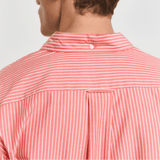 GANT Regular Fit Classic Striped Poplin Shirt in Brick Red
