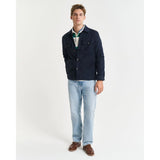 GANT Regular Fit Cotton Linen Overshirt In Navy