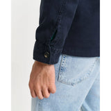 GANT Regular Fit Cotton Linen Overshirt In Navy
