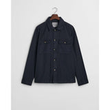 GANT Regular Fit Cotton Linen Overshirt In Navy