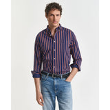 GANT Regular Fit Dobby Striped Twill Shirt In Persian Blue