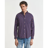 GANT Regular Fit Dobby Striped Twill Shirt In Persian Blue