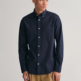 GANT Regular Fit Flannel Melange Shirt In Dusty Navy