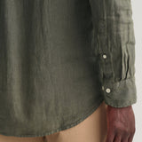 GANT Regular Fit Garment-Dyed Linen Shirt in Green Ash