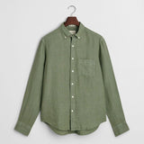 GANT Regular Fit Garment-Dyed Linen Shirt In Kalamata Green