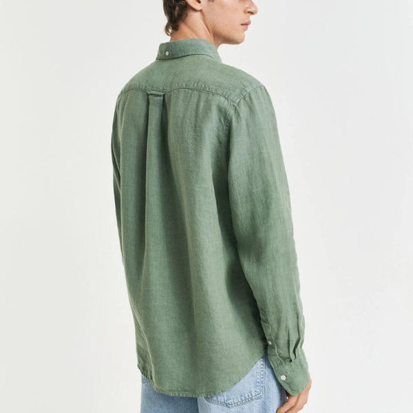 GANT Regular Fit Garment-Dyed Linen Shirt In Kalamata Green