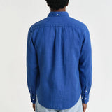 GANT Regular Fit Garment-Dyed Linen Shirt in Rich Blue