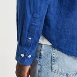 GANT Regular Fit Garment-Dyed Linen Shirt in Rich Blue