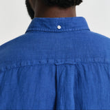 GANT Regular Fit Garment-Dyed Linen Shirt in Rich Blue