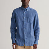 GANT Regular Fit Garment-Dyed Linen Shirt in Salty Sea
