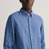 GANT Regular Fit Garment-Dyed Linen Shirt in Salty Sea