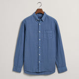 GANT Regular Fit Garment-Dyed Linen Shirt in Salty Sea