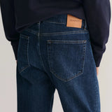 GANT Regular Fit Jeans In Dark Blue Worn In