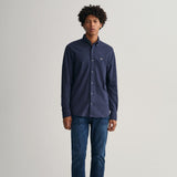 Gant Regular Fit Jersey Piqué Shirt in Evening Blue