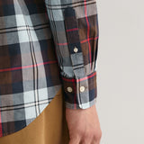 GANT Regular Fit Large Checked Poplin Shirt in Evening Blue