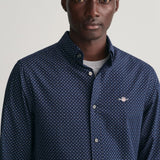 GANT Regular Fit Micro Print Shirt in Marine
