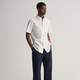 Gant Regular Fit Micro Print Short Sleeve Shirt in Eggshell