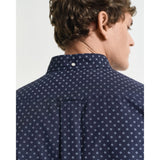 GANT Regular Fit Micro Print Short Sleeve Shirt In Evening Blue