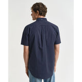 GANT Regular Fit Micro Print Short Sleeve Shirt In Evening Blue