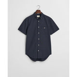 GANT Regular Fit Micro Print Short Sleeve Shirt In Evening Blue