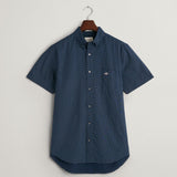 Gant Regular Fit Micro Print Short Sleeve Shirt in Marine