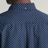 Gant Regular Fit Micro Print Short Sleeve Shirt in Marine