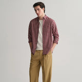 GANT Regular Fit Micro Tartan Flannel Shirt in Plumped Red