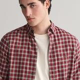 GANT Regular Fit Micro Tartan Flannel Shirt in Plumped Red