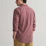 GANT Regular Fit Micro Tartan Flannel Shirt in Plumped Red
