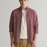 GANT Regular Fit Micro Tartan Flannel Shirt in Plumped Red