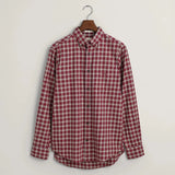 GANT Regular Fit Micro Tartan Flannel Shirt in Plumped Red
