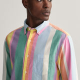 GANT Regular Fit Multi Stripe Oxford Shirt Perky Pink