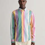 GANT Regular Fit Multi Stripe Oxford Shirt Perky Pink