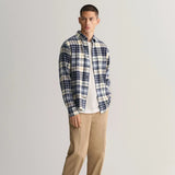 Gant Regular Fit Plaid Flannel Checked Shirt in Cream