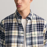 Gant Regular Fit Plaid Flannel Checked Shirt in Cream