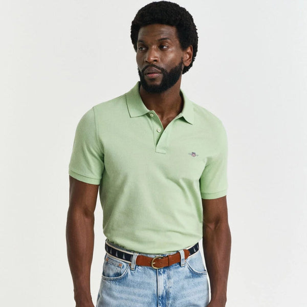 GANT Regular Fit Shield Piqué Polo Shirt in Apple Green