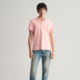 GANT Regular Fit Shield Piqué Polo Shirt in Bubbelgum Pink