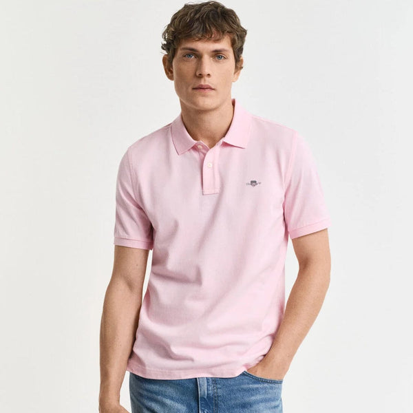 GANT Regular Fit Shield Piqué Polo Shirt in California Pink