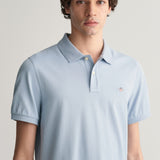 GANT Regular Fit Shield Piqué Polo Shirt in Dove Blue
