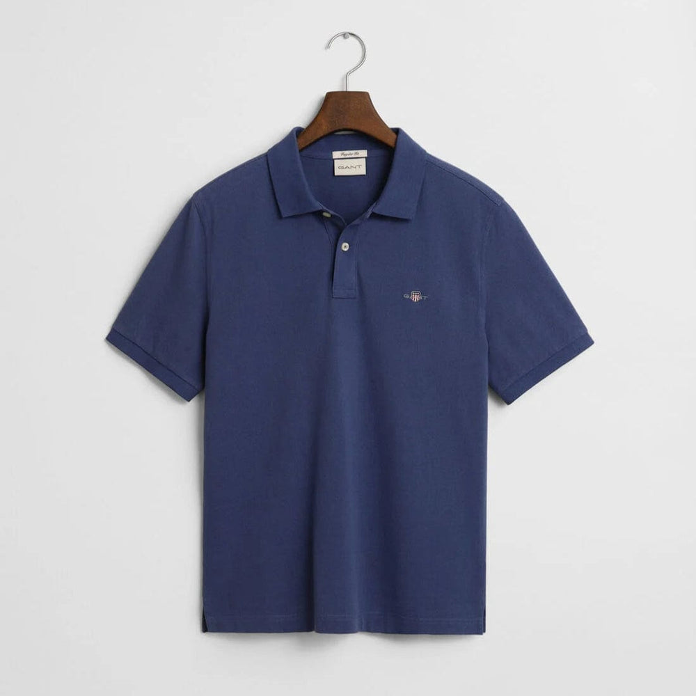 GANT Regular Fit Shield Piqué Polo Shirt in Dusty Navy