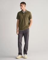 GANT Regular Fit Shield Piqué Polo Shirt in Juniper Green