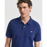 GANT Regular Fit Shield Piqué Polo Shirt In Persian Blue