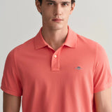 GANT Regular Fit Shield Piqué Polo Shirt in Sunset Pink