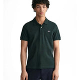 GANT Regular Fit Shield Pique Polo Shirt in Tartan Green