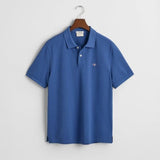 GANT Regular Fit Shield Piqué Polo Shirt In Vintage Blue