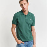 GANT Regular Fit Shield Piqué Polo Shirt in Woody Green