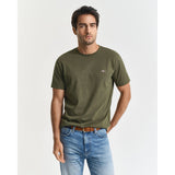 GANT Regular Fit Shield T-Shirt In Khaki Green Melange